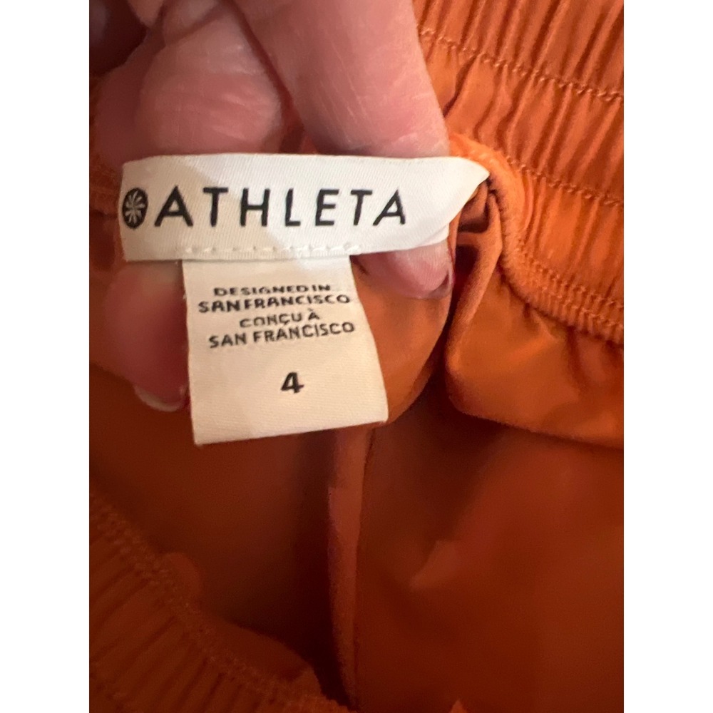Athleta Orange Midi Skirt‎ Drawstring Waist Pockets Size 4 Women's - Picture 2 of 5